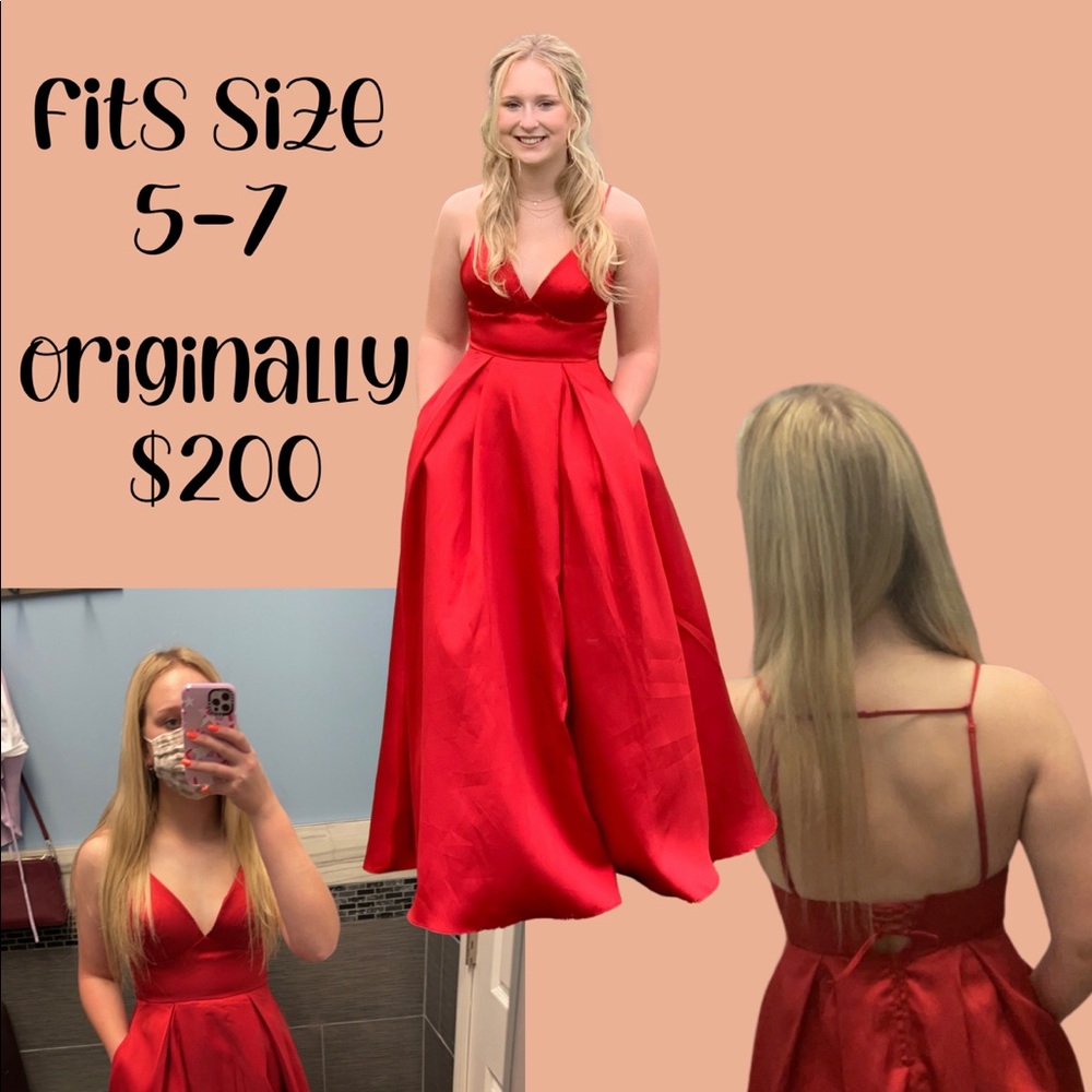 A-Line Red Prom Dress with Corset Back